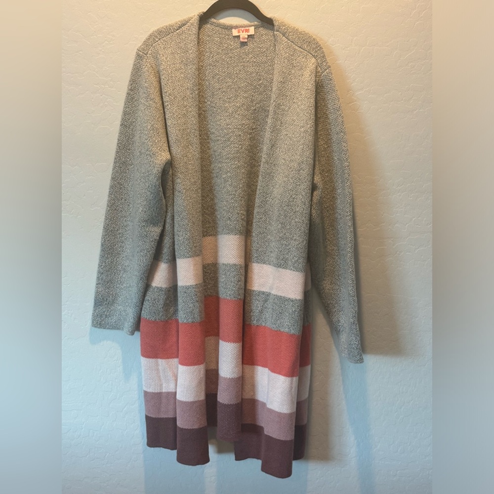 EVRI Color Block Duster Cardigan - 2X